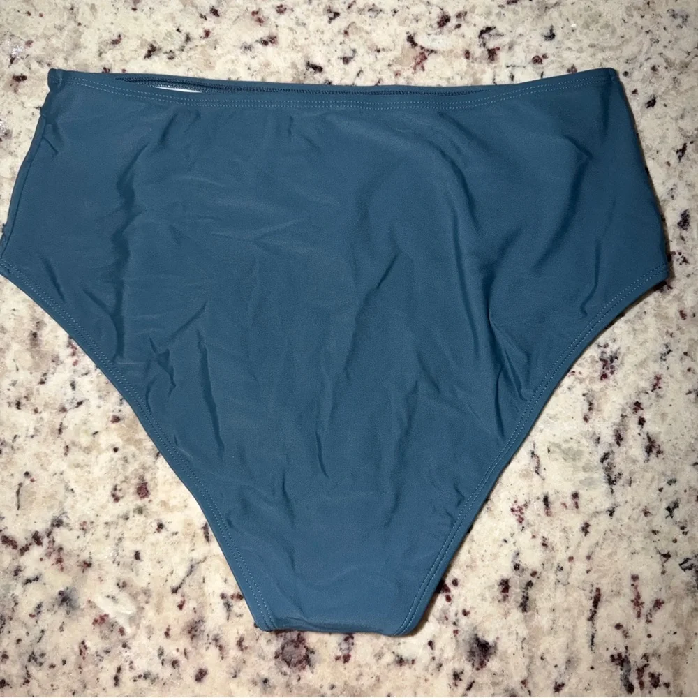 NWT Cupshe Twist Front 2 Piece Bikini Set Teal Blue Adjustable High waisted New - Picture 5 of 10